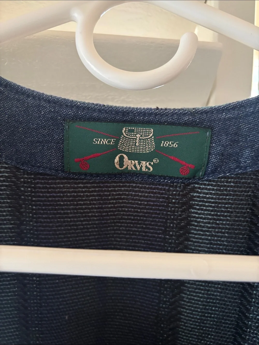 Orvis Navy and Light Blue Striped Button Vest Bohemian, Western , Gypsy  Style